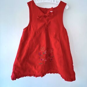 VTG Samara Toddler Girl Red Velvet Dress Laceup Top FlowerEmbroidered 2T Cottage